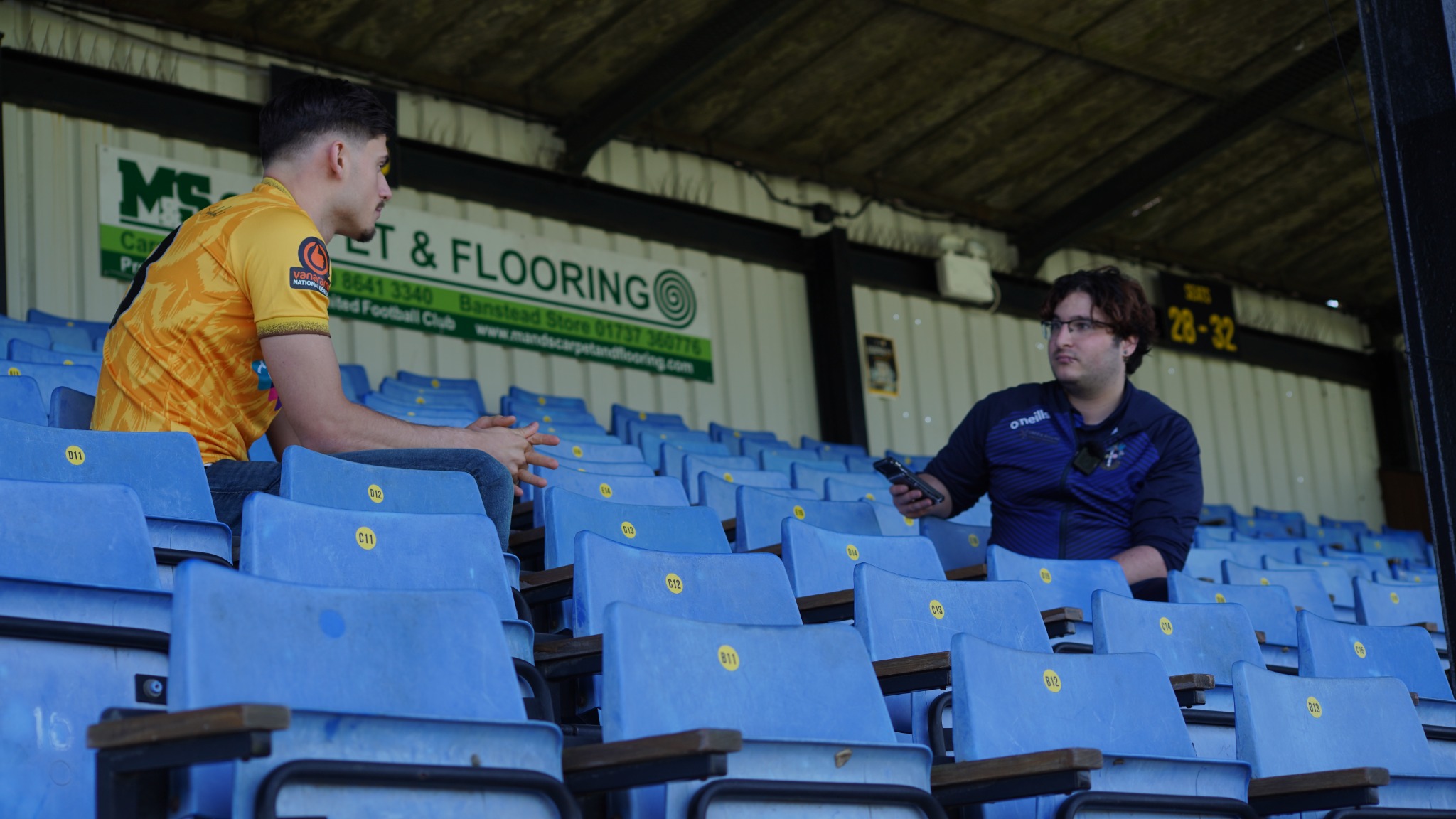 Aaron Bennis conducting a football interview